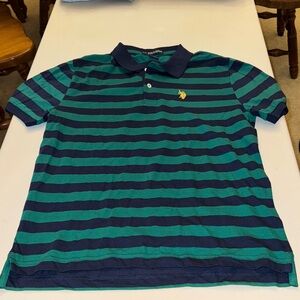 U.S. Polo Assn. Green and Navy Striped Polo Shirt